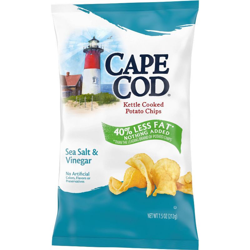 slide 6 of 8, Cape Cod Potato Chips Less Fat Sea Salt & Vinegar Kettle Chips - 7.5oz, 7.5 oz