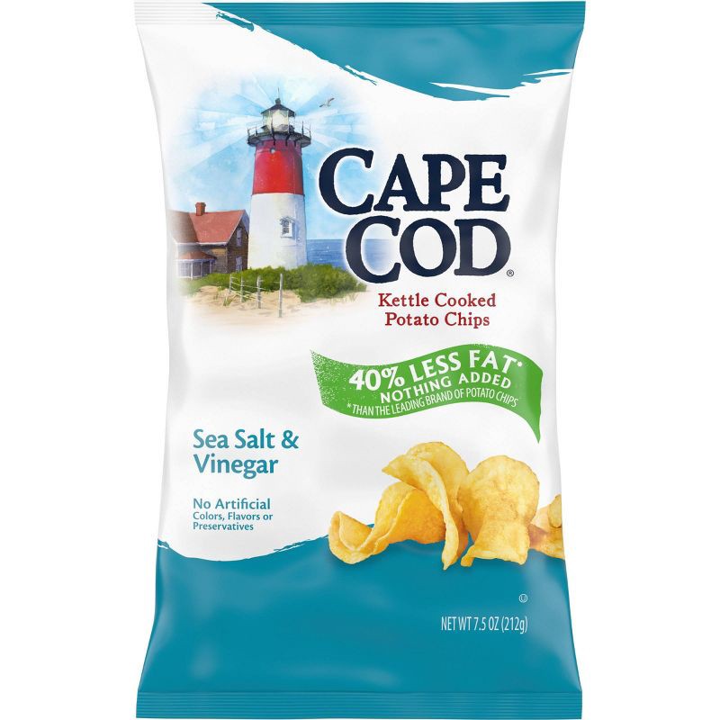 slide 7 of 8, Cape Cod Potato Chips Less Fat Sea Salt & Vinegar Kettle Chips - 7.5oz, 7.5 oz