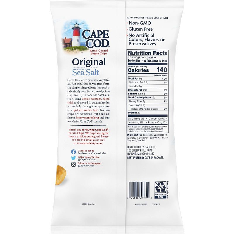 slide 8 of 10, Cape Cod Potato Chips Original Kettle Cooked Chips - 8oz, 8 oz