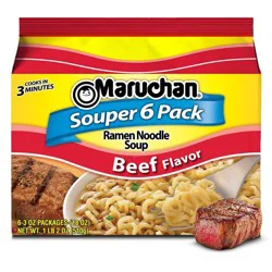 Maruchan Souper 6-Pack Beef Ramen Noodle Soup - 18oz/6ct