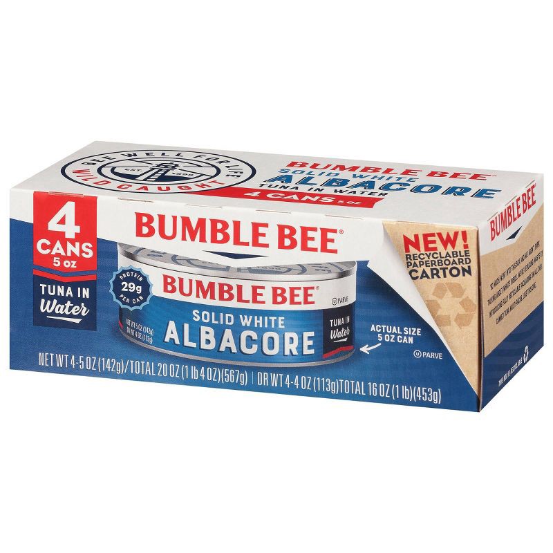 slide 4 of 5, Bumble Bee Solid White Albacore Tuna in Water - 5oz/4ct, 4 ct; 5 oz