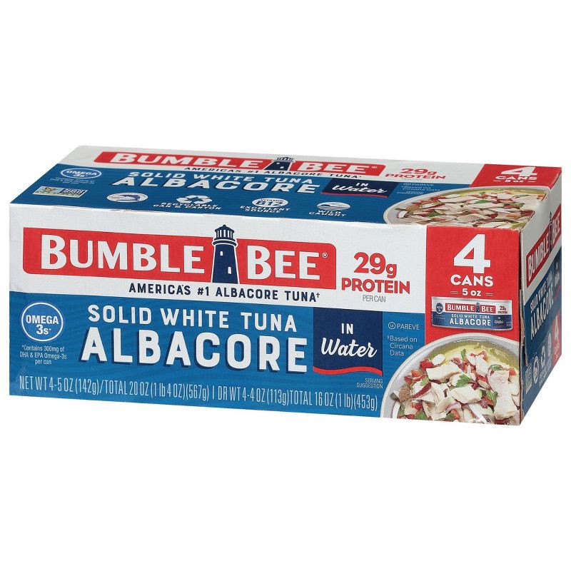 slide 4 of 9, Bumble Bee Solid White Albacore Tuna in Water - 5oz/4ct, 4 ct; 5 oz