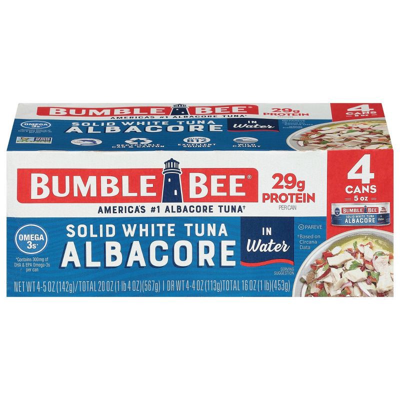 slide 1 of 9, Bumble Bee Solid White Albacore Tuna in Water - 5oz/4ct, 4 ct; 5 oz
