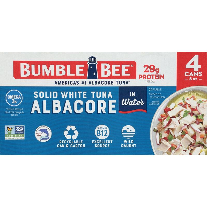 slide 6 of 9, Bumble Bee Solid White Albacore Tuna in Water - 5oz/4ct, 4 ct; 5 oz
