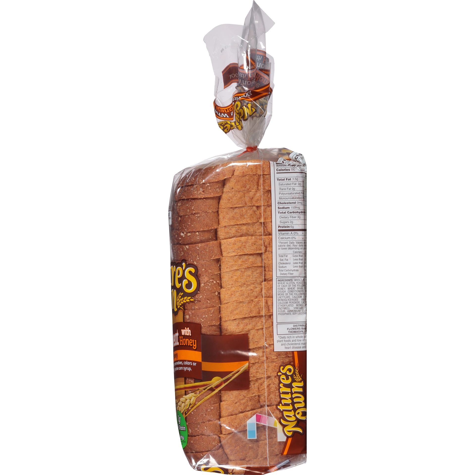 slide 6 of 8, Nature's Own 100% Whole Wheat Bread with Honey, Sliced Whole Wheat Sandwich Bread, 16 oz Loaf, 16 oz