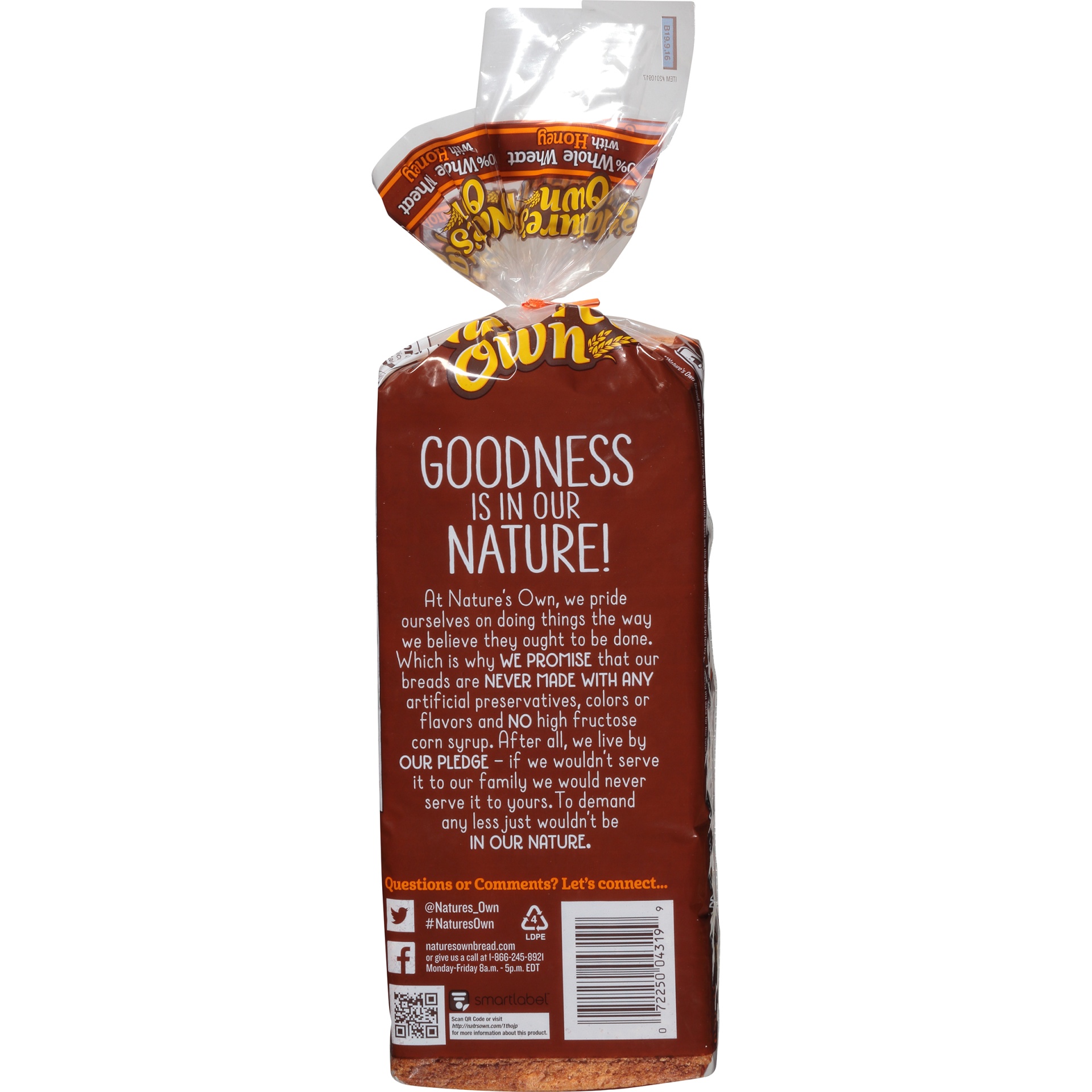 slide 8 of 8, Nature's Own 100% Whole Wheat Bread with Honey, Sliced Whole Wheat Sandwich Bread, 16 oz Loaf, 16 oz