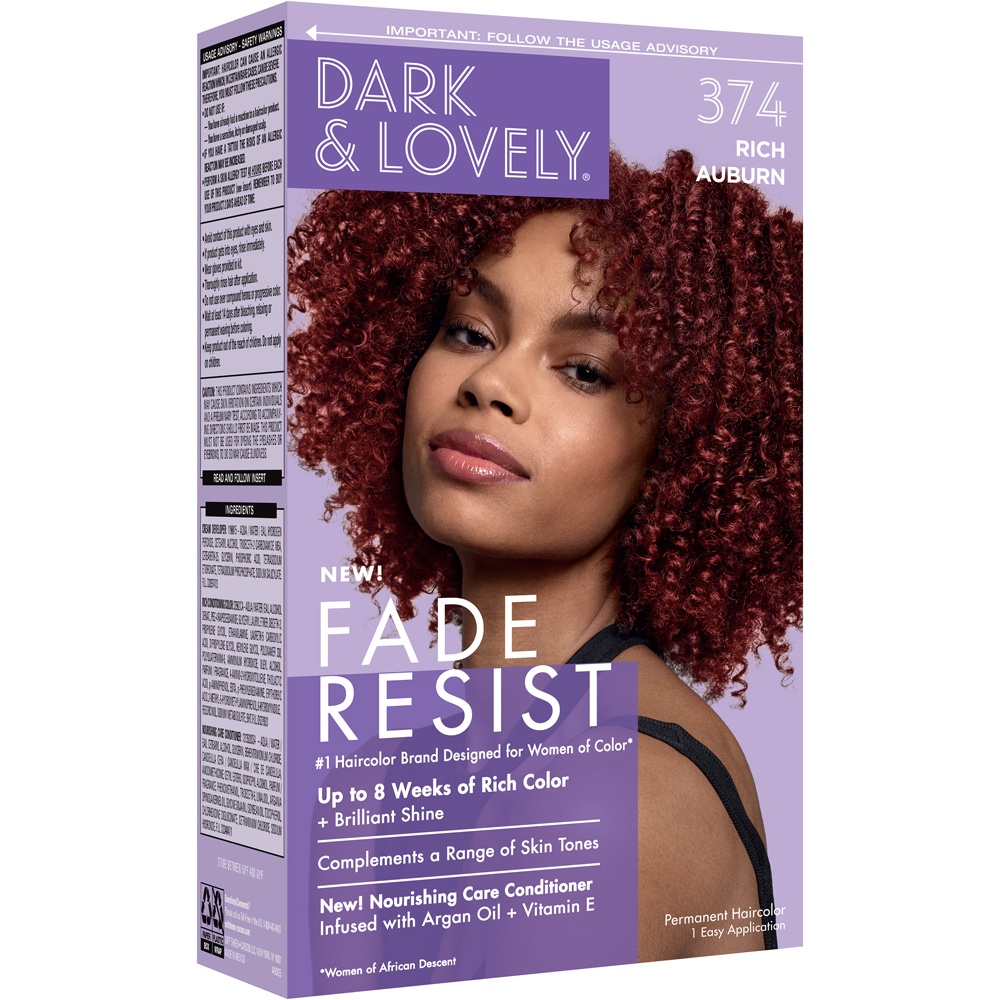 slide 2 of 7, Dark & Lovely Fade Resist Rich Conditioning Color 374 Rich Auburn, 1 kit