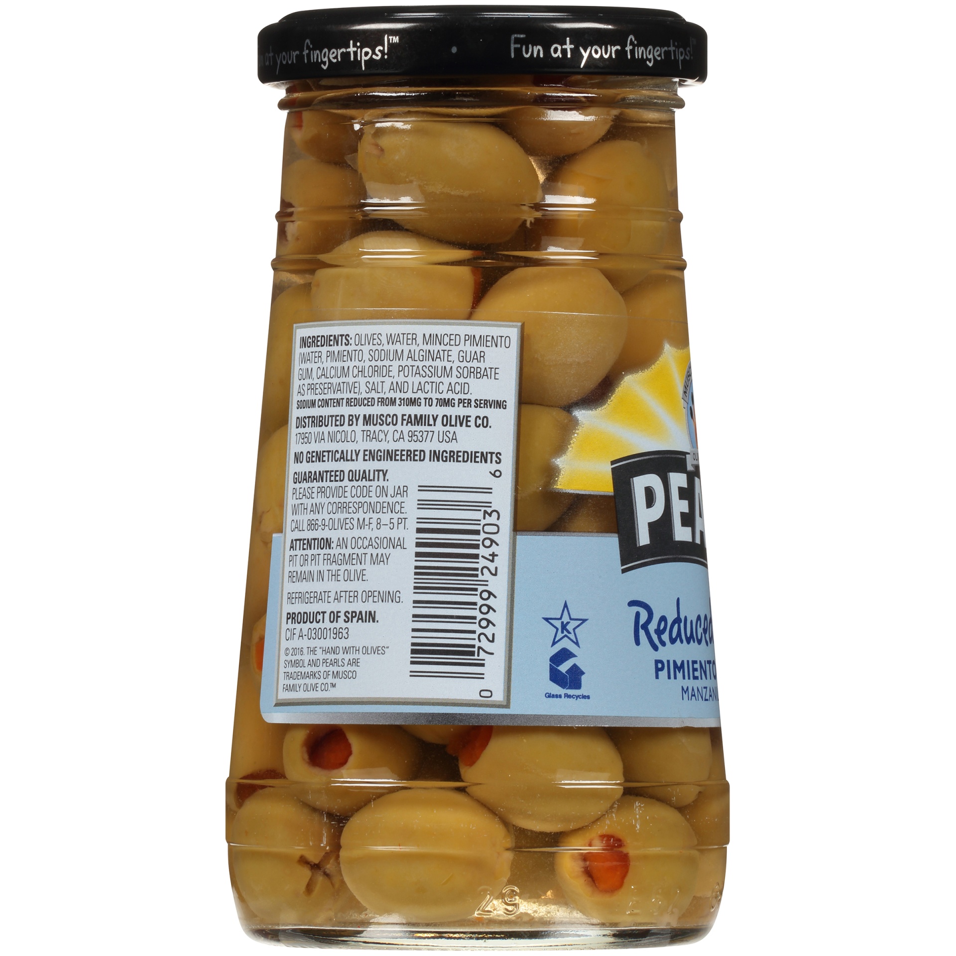 slide 2 of 6, Green Pearls Reduced Sodium Pimiento Stuffed Manzanilla Olives, 5.75 oz