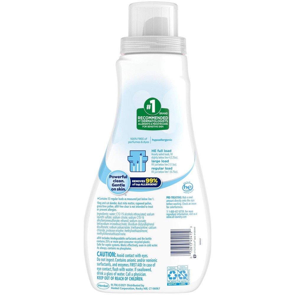 slide 2 of 6, All Small & Mighty Free Clear Concentrated Liquid Laundry Detergent 53 Loads, 40 fl oz