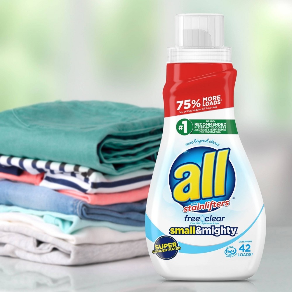 slide 4 of 6, All Small & Mighty Free Clear Concentrated Liquid Laundry Detergent 53 Loads, 40 fl oz