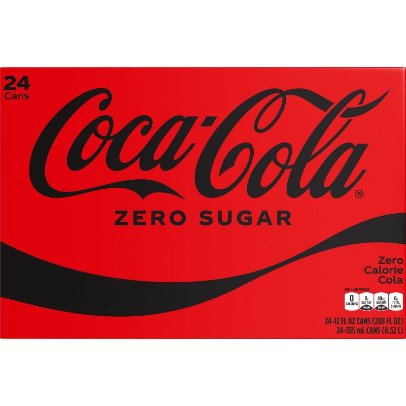 slide 2 of 6, Coca-Cola Zero Sugar Soda - 24pk/12 fl oz Cans, 24 ct; 12 fl oz