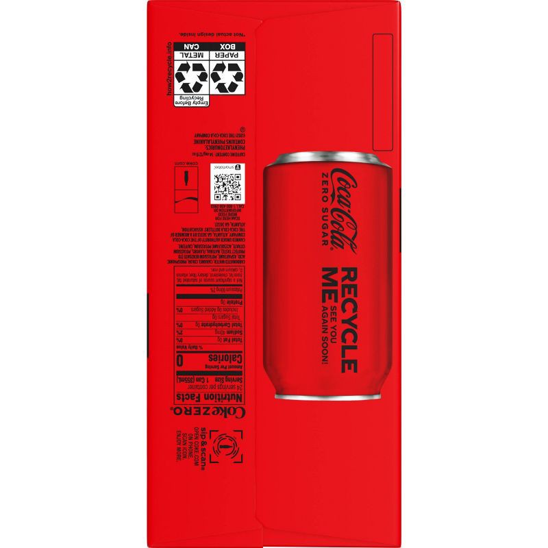 slide 4 of 6, Coca-Cola Zero Sugar Soda - 24pk/12 fl oz Cans, 24 ct; 12 fl oz