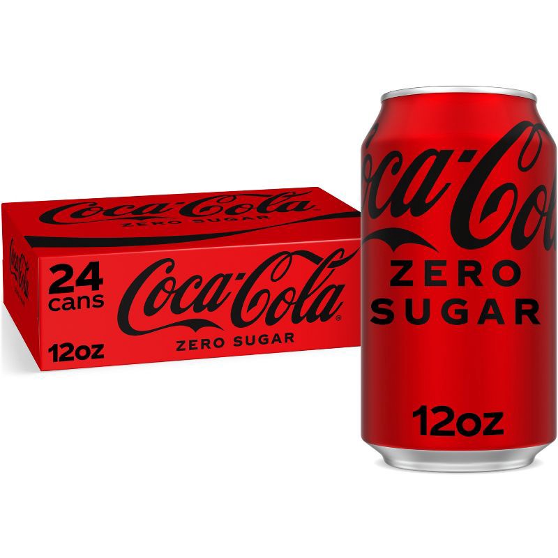 slide 1 of 8, Coca-Cola Zero Sugar Soda - 24pk/12 fl oz Cans: Low Sodium, Zero Calories, 24 ct; 12 fl oz