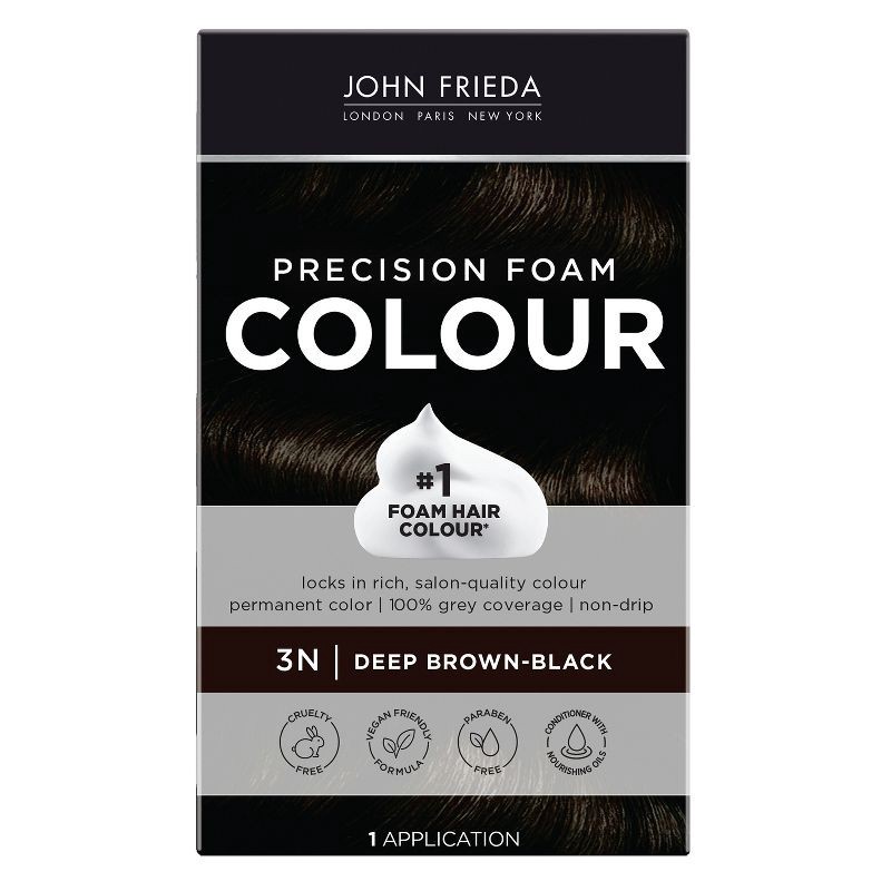 slide 1 of 9, John Frieda Brilliant Brunette Precision Foam Color, Hair Color Foam - 3N Deep Brown/Black, 1 ct