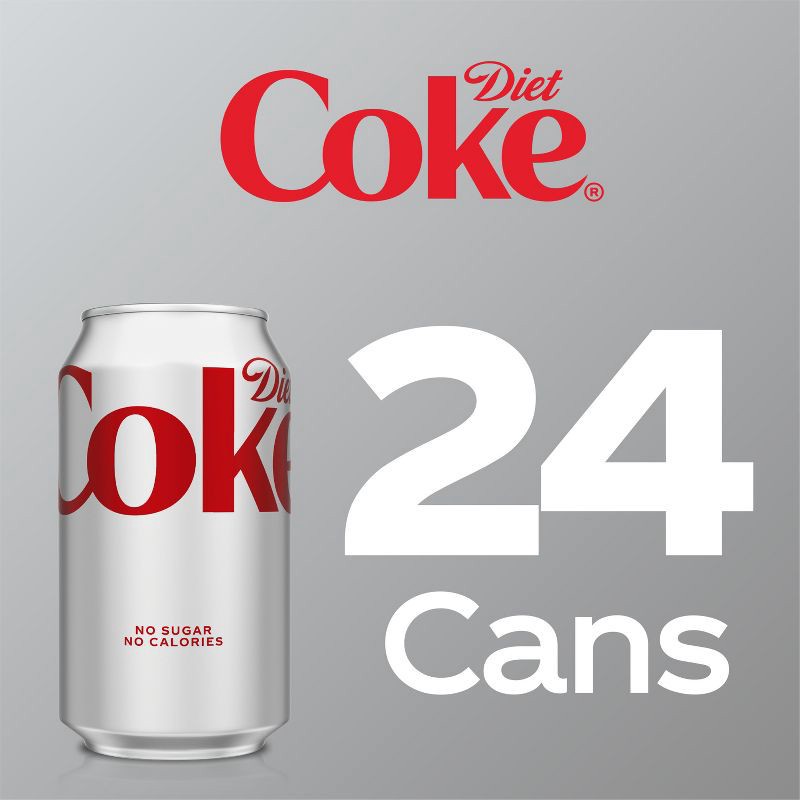 slide 4 of 8, Diet Coke Soda - 24pk/12 fl oz Cans, 24 ct; 12 fl oz