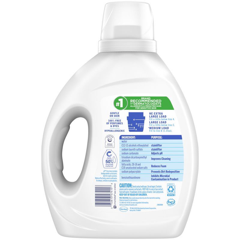 slide 2 of 8, All Unscented Free Clear for Sensitive Skin HE Liquid Laundry Detergent 58 Loads - 73 fl oz, 73 fl oz