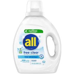All Unscented Free Clear for Sensitive Skin HE Liquid Laundry Detergent 58 Loads - 73 fl oz
