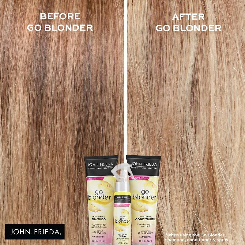 slide 3 of 7, John Frieda Go Blonder Lightening Spray, Hair Lightener with Citrus and Chamomile, Brighter Shade - 3.5 fl oz, 3.5 fl oz