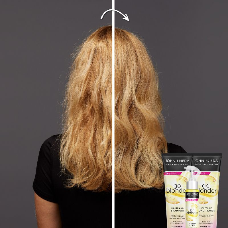 slide 4 of 7, John Frieda Go Blonder Lightening Spray, Hair Lightener with Citrus and Chamomile, Brighter Shade - 3.5 fl oz, 3.5 fl oz