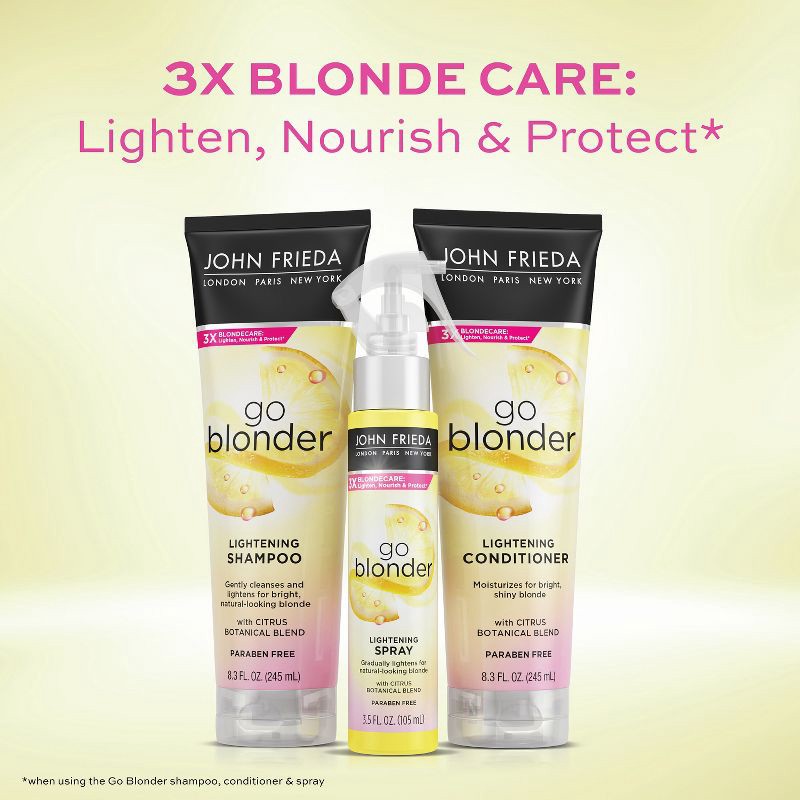 slide 7 of 7, John Frieda Go Blonder Lightening Spray, Hair Lightener with Citrus and Chamomile, Brighter Shade - 3.5 fl oz, 3.5 fl oz