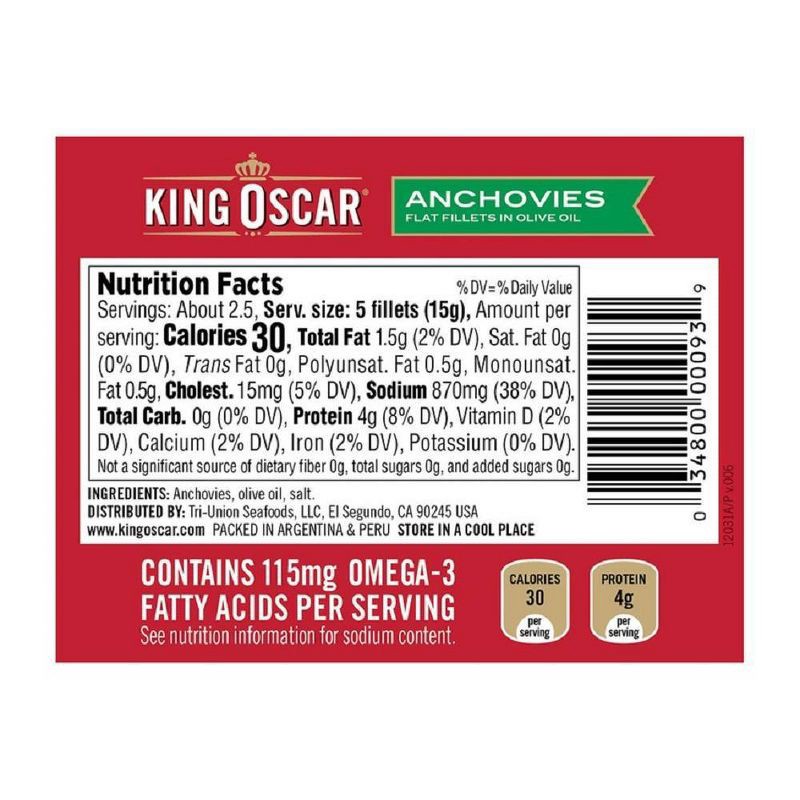 slide 2 of 4, King Oscar Anchovies in Olive Oil - 2oz, 2 oz