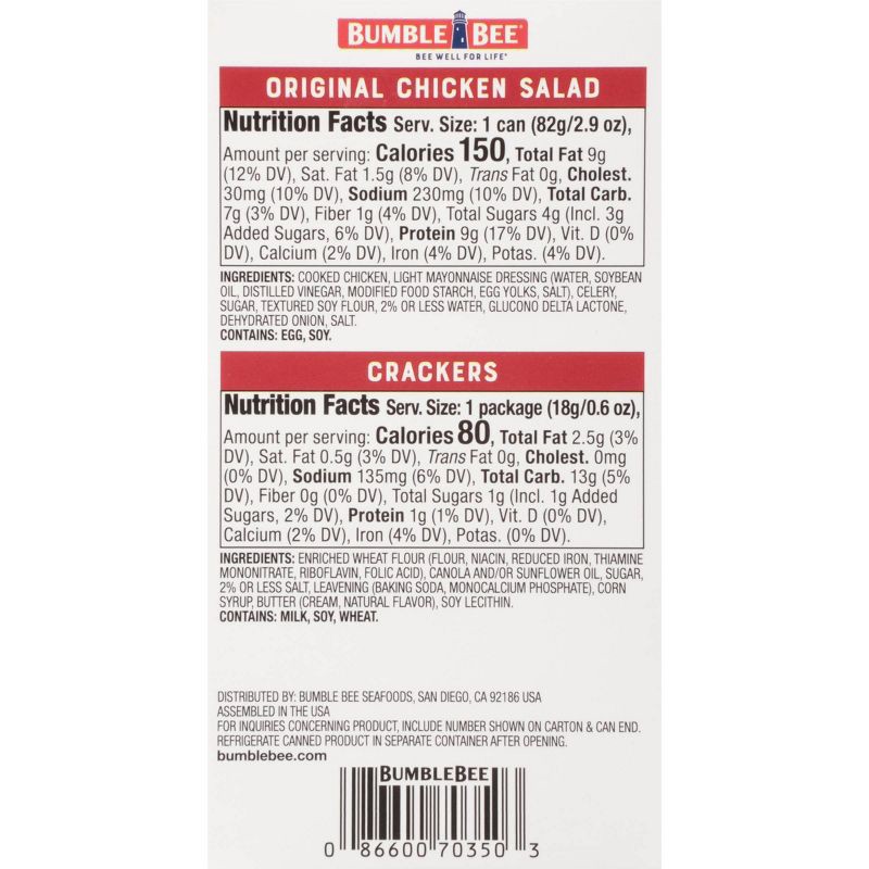 slide 2 of 10, Bumble Bee Chicken Salad with Crackers Snack Kit - 3.5oz, 3.5 oz