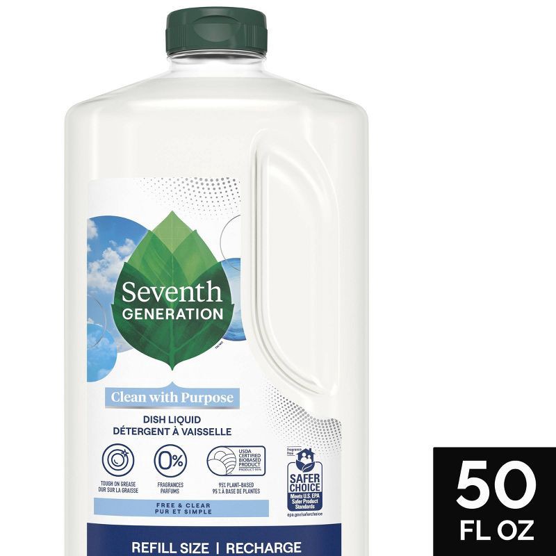 slide 1 of 8, Seventh Generation Free & Clear Liquid Dish Soap - 50 fl oz, 50 fl oz