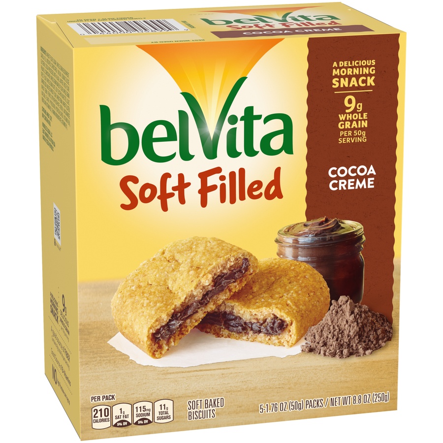 slide 3 of 7, Nabisco belVita Belvita Soft Filled Cocoa Creme Soft Baked Biscuits 5-1.76 Oz. Packs, 8.8 oz
