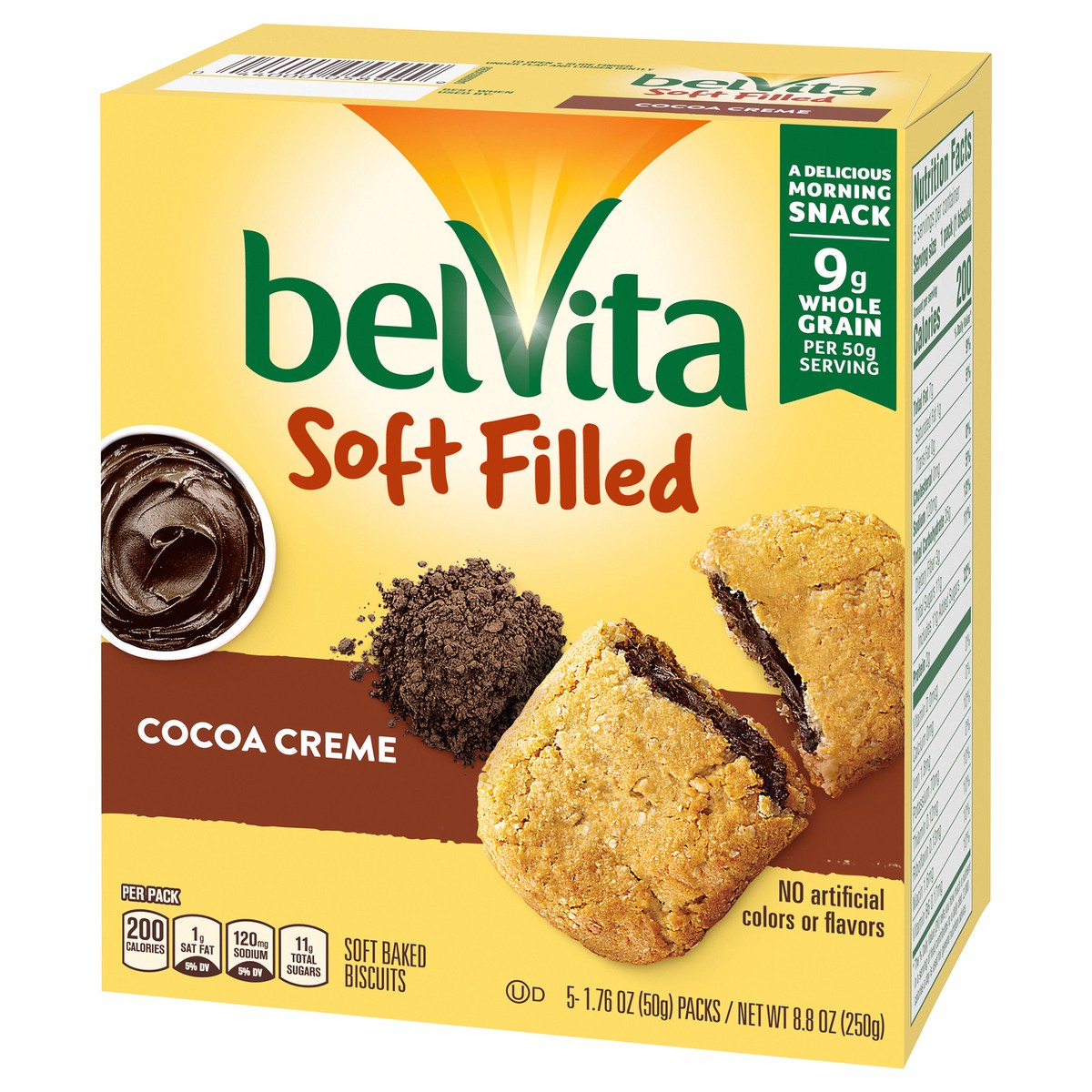 slide 4 of 9, belVita Nabisco belVita Belvita Soft Filled Cocoa Creme Soft Baked Biscuits 5-1.76 Oz. Packs, 8.8 oz