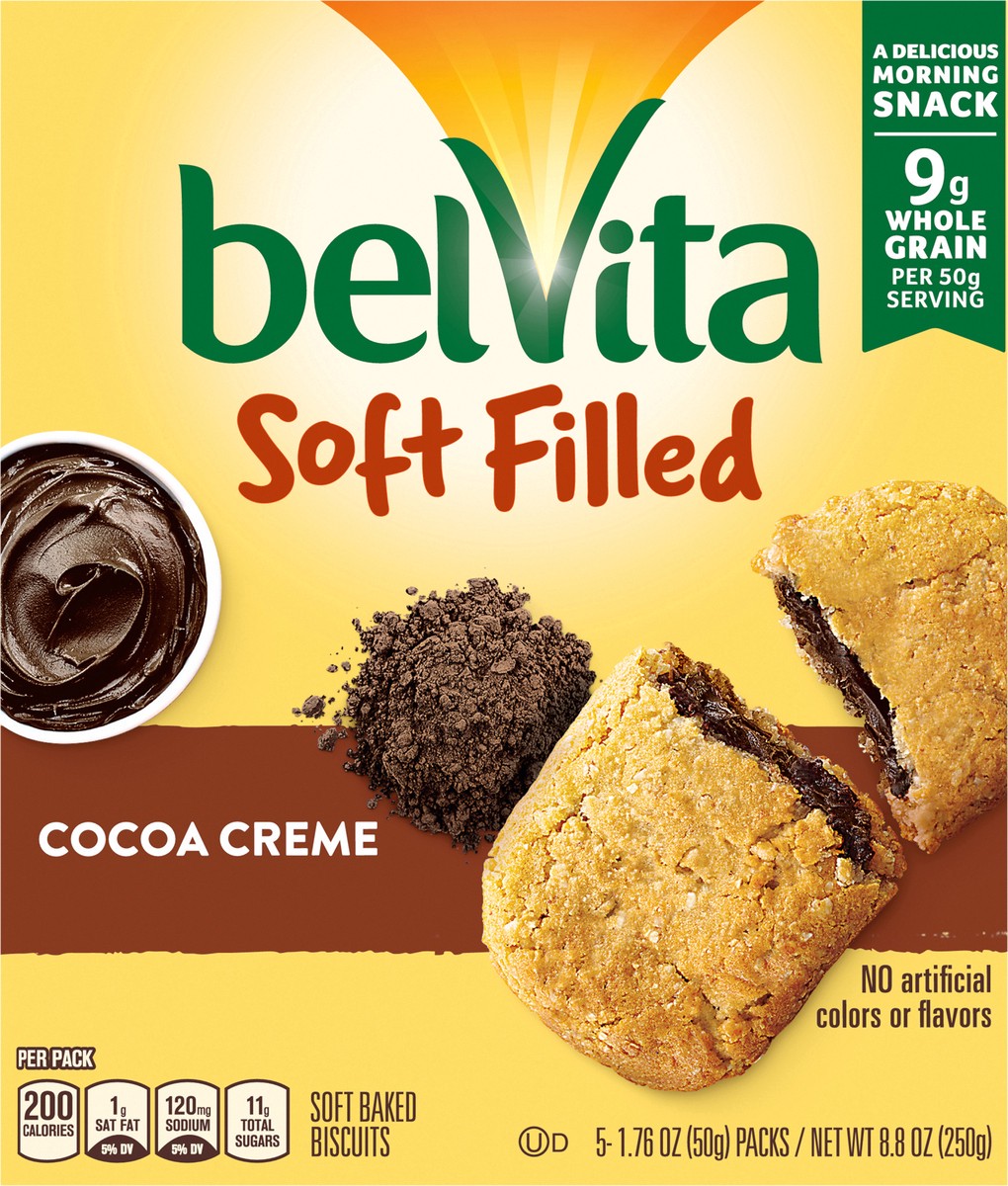 slide 6 of 9, belVita Nabisco belVita Belvita Soft Filled Cocoa Creme Soft Baked Biscuits 5-1.76 Oz. Packs, 8.8 oz