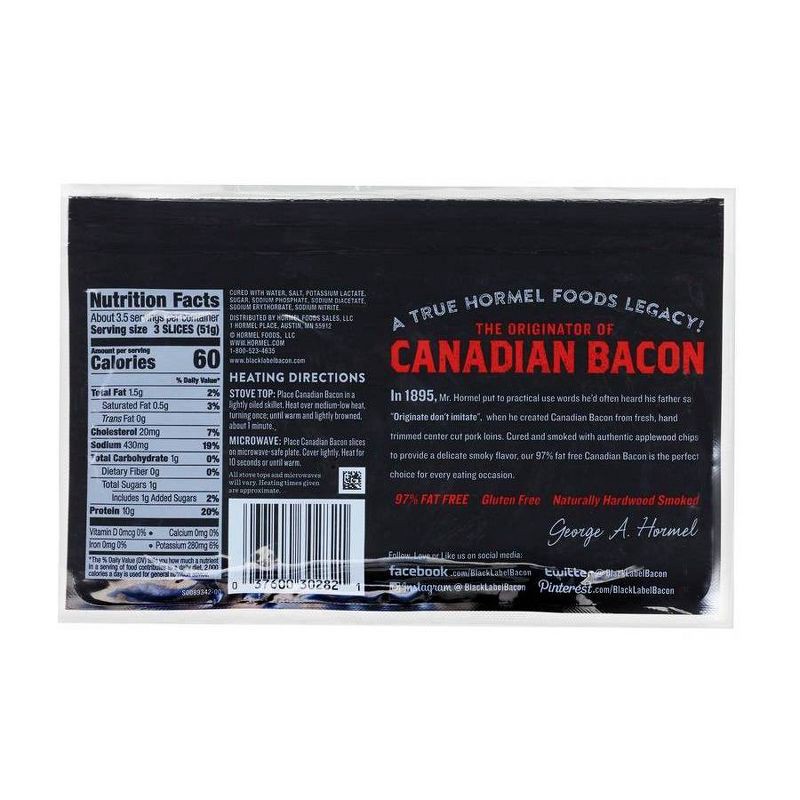 slide 3 of 3, Hormel Fully Cooked Premium Canadian Style Bacon - 6oz, 6 oz