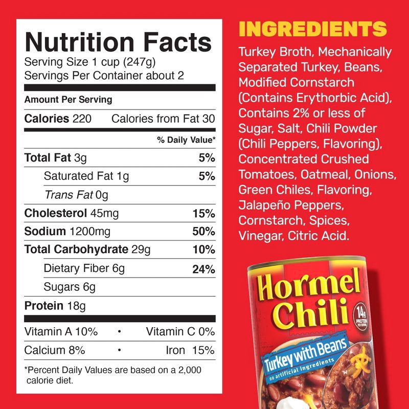 slide 7 of 11, Hormel 99% Fat Free Turkey with Beans Chili - 15oz, 15 oz
