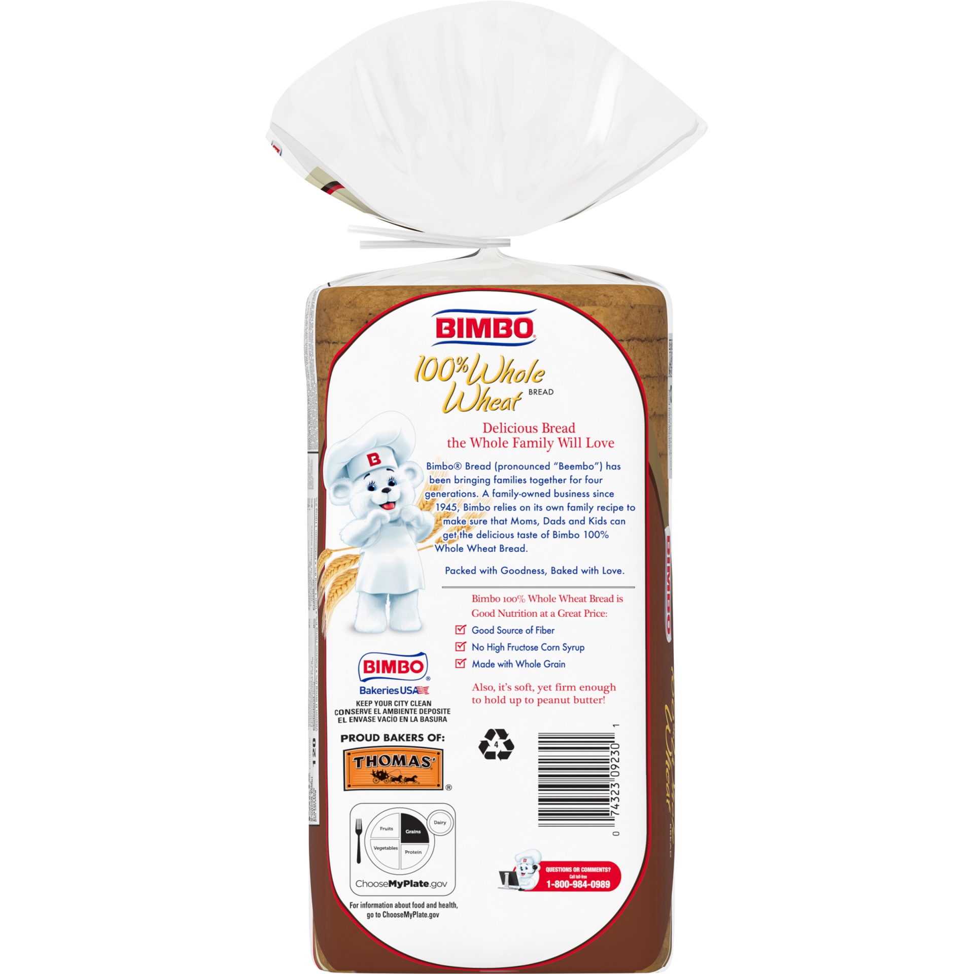 slide 9 of 9, Bimbo Whole Wheat Bread, 1 ct