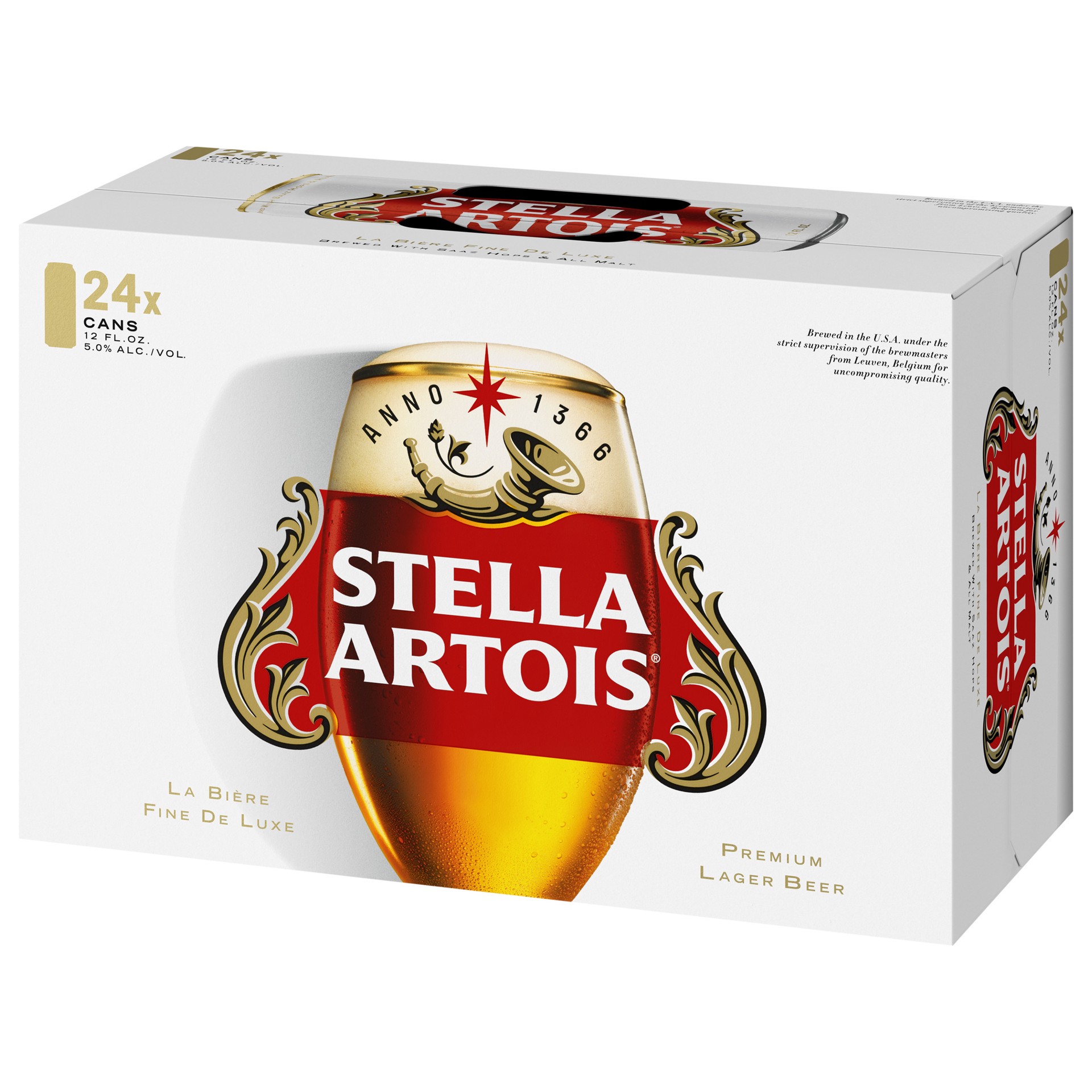 slide 4 of 6, Stella Artois Premium Lager Beer 24, 12 fl oz Cans, 5.0% ABV, 12 fl oz