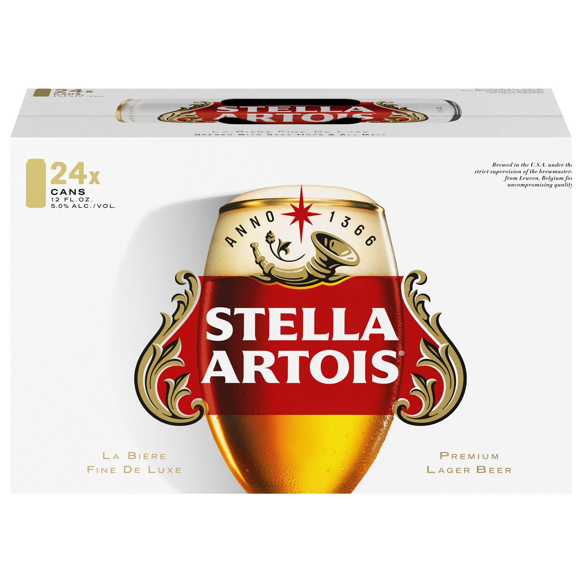 slide 3 of 6, Stella Artois Premium Lager Beer 24, 12 fl oz Cans, 5.0% ABV, 12 fl oz