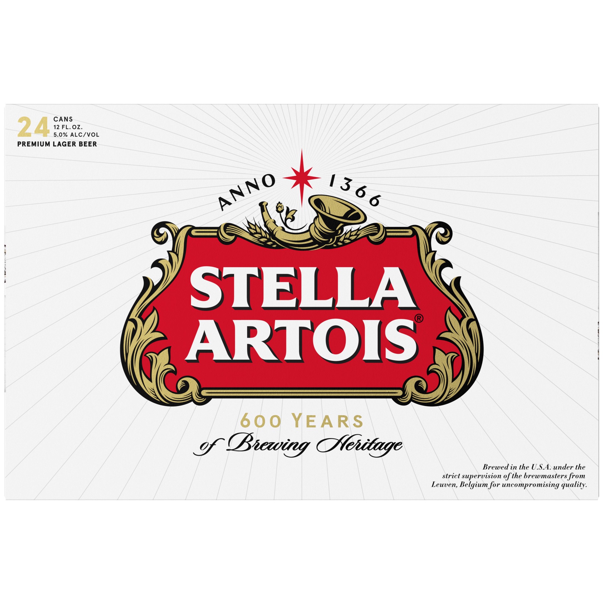 slide 1 of 6, Stella Artois Premium Lager Beer 24, 12 fl oz Cans, 5.0% ABV, 12 fl oz