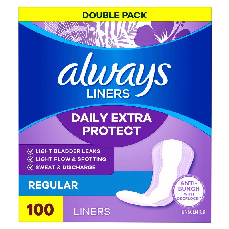 slide 2 of 10, Always Xtra Protection Daily Regular Panty Liners - Unscented - 100ct, 100 ct
