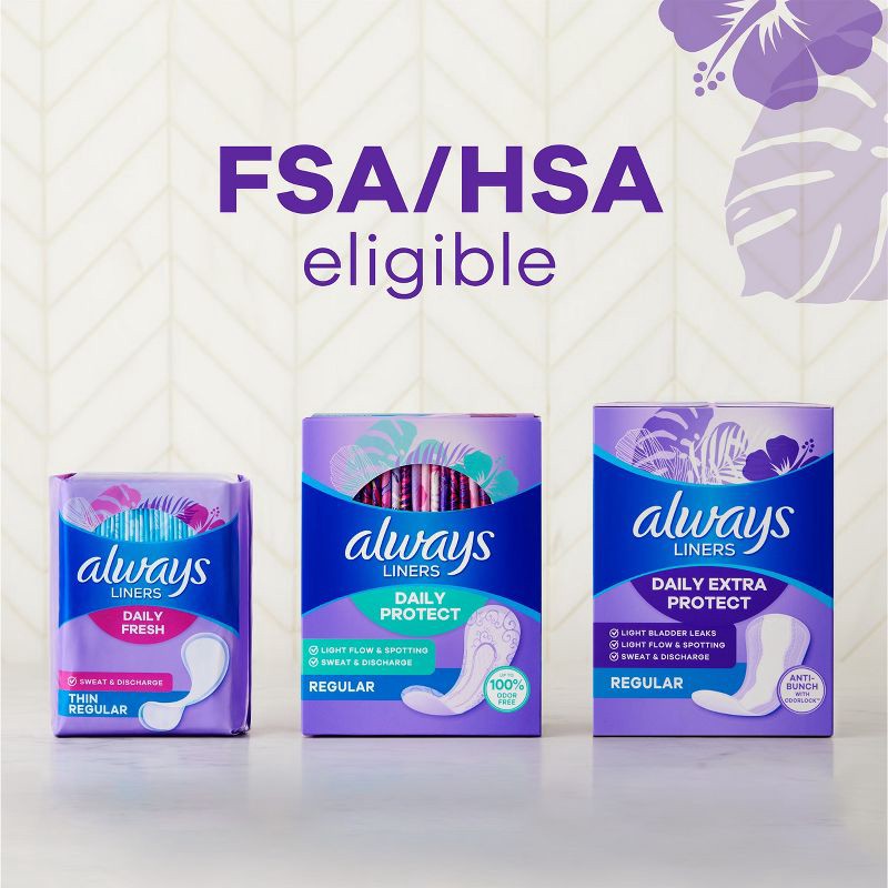 slide 10 of 10, Always Xtra Protection Daily Regular Panty Liners - Unscented - 100ct, 100 ct