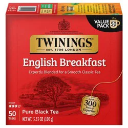 Twinings of London English Breakfast Pure Black Tea Bags - 50ct