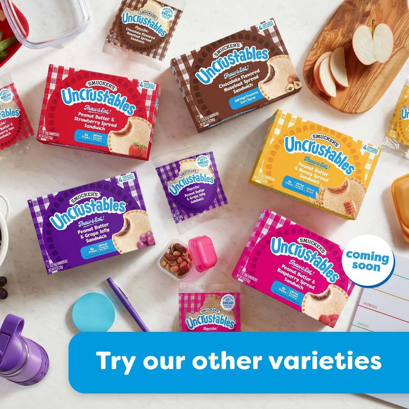 slide 2 of 10, Smucker's Uncrustables Frozen Peanut Butter & Grape Jelly Sandwich - 8oz/4ct, 4 ct; 8 oz