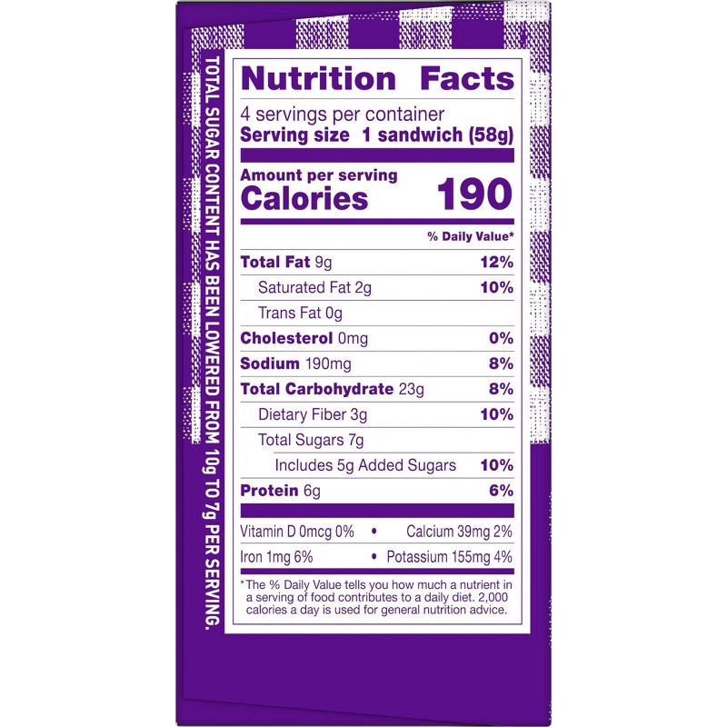 slide 6 of 9, Smucker's Uncrustables Frozen Whole Wheat Peanut Butter & Grape Jelly Sandwiches - 8oz/4ct, 4 ct; 8 oz