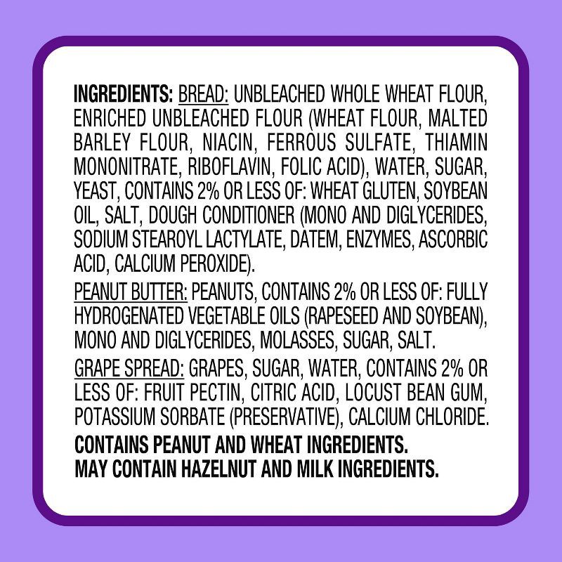 slide 7 of 9, Smucker's Uncrustables Frozen Whole Wheat Peanut Butter & Grape Jelly Sandwiches - 8oz/4ct, 4 ct; 8 oz