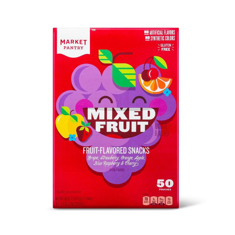 slide 1 of 1, Mixed Fruit Flavored Snacks - 40oz/50ct - Market Pantry, 50 ct; 40 oz