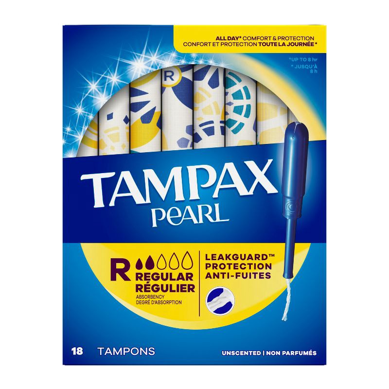 slide 14 of 14, Tampax Pearl Tampons Regular Absorbency with LeakGuard Braid - Unscented - 18ct, 18 ct