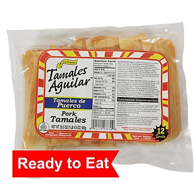 slide 1 of 1, Tamales Aguilar Pork Tamales (Sold Hot), 12 ct