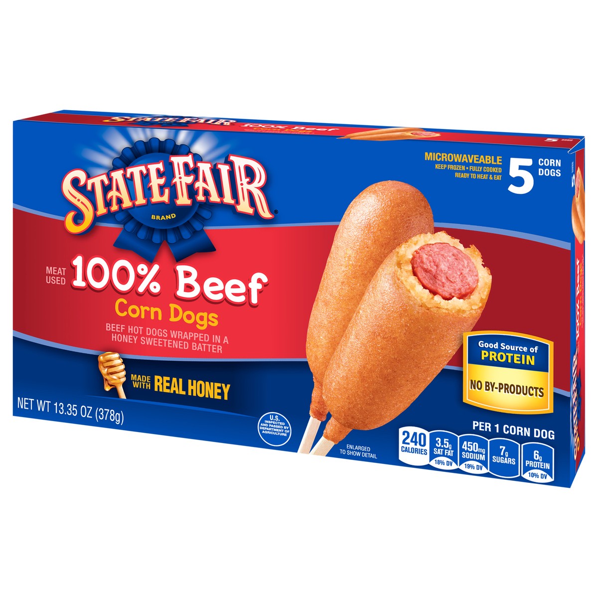 slide 3 of 9, State Fair Beef Corn Dogs, Frozen, 5 Count, 378.47 g