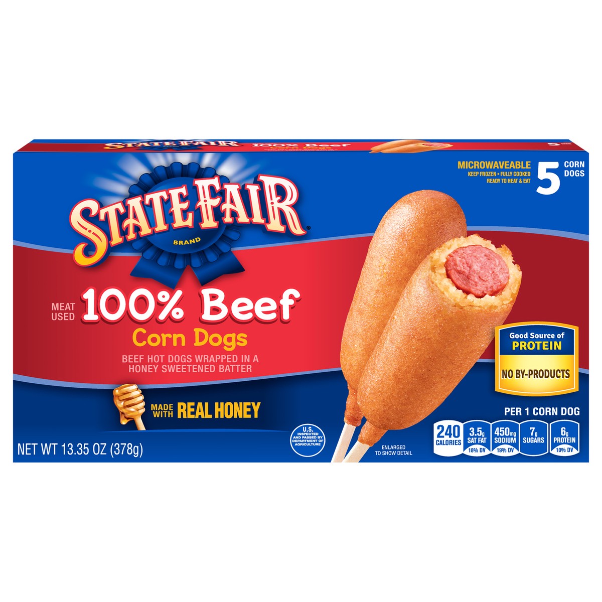 slide 1 of 9, State Fair Beef Corn Dogs, Frozen, 5 Count, 378.47 g