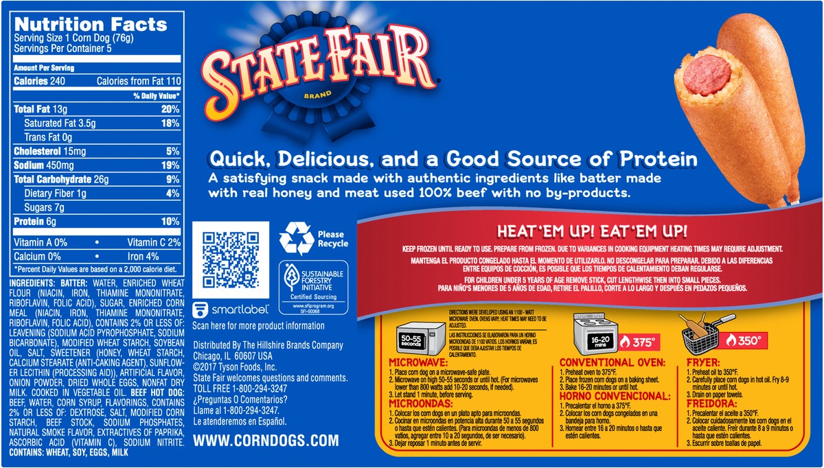 slide 5 of 9, State Fair Beef Corn Dogs, Frozen, 5 Count, 378.47 g