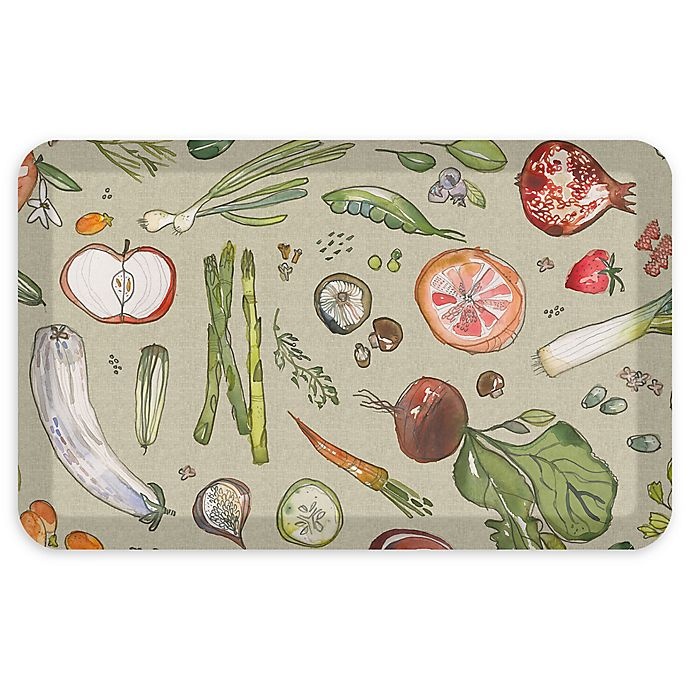 slide 1 of 1, GelPro Comfort 20 x 32'' Fruits and Veggies Kitchen Mat - Warm Stone'', 1 ct