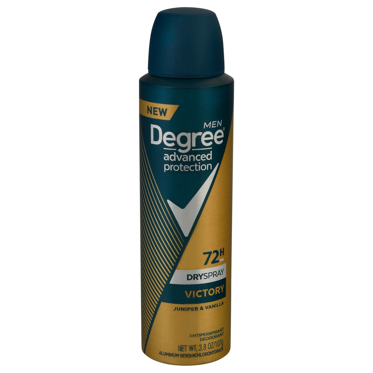 slide 1 of 1, Degree Men Victory Juniper Vanilla Antiperspirant Deodorant Dry Spray, 3.8 oz